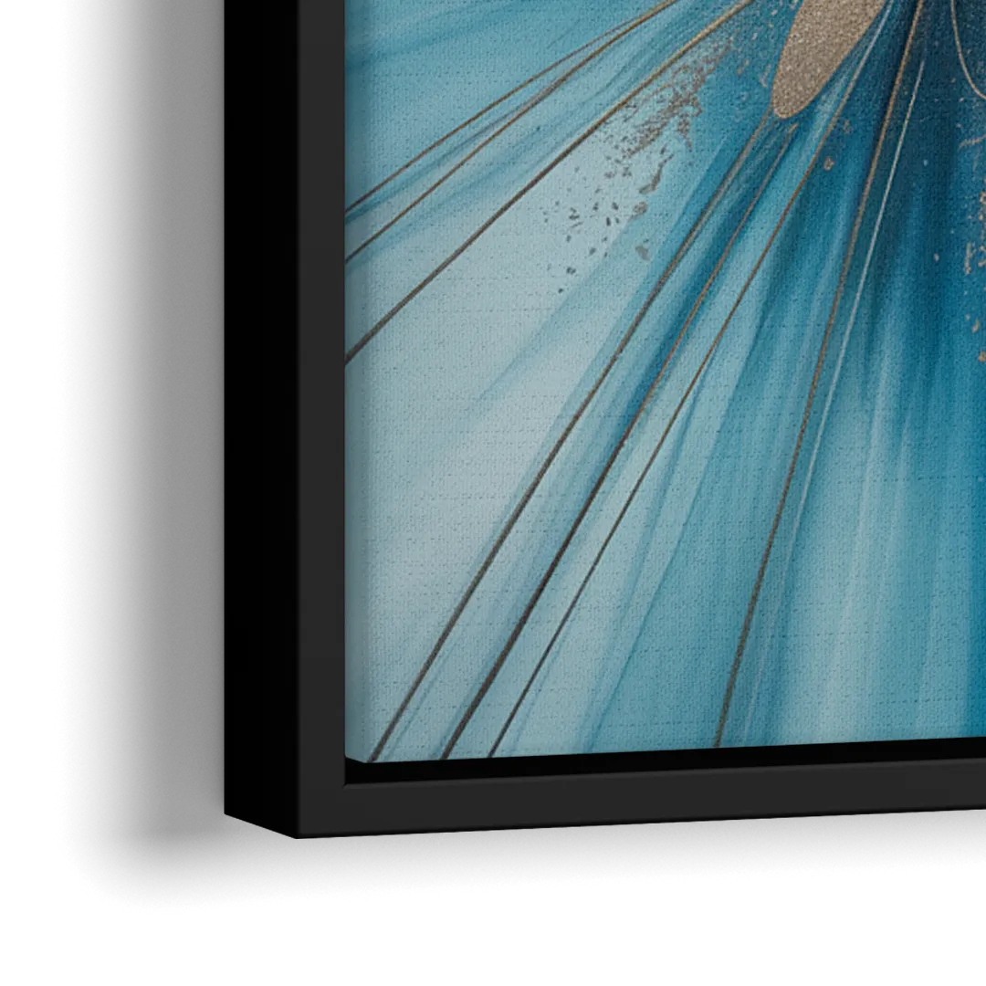 Serene Vortex Blue Abstract - Close-Up Black Frame Canvas