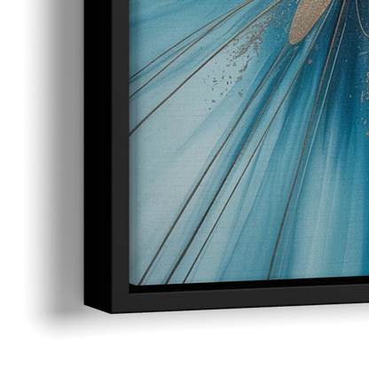 Serene Vortex Blue Abstract - Close-Up Black Frame Canvas