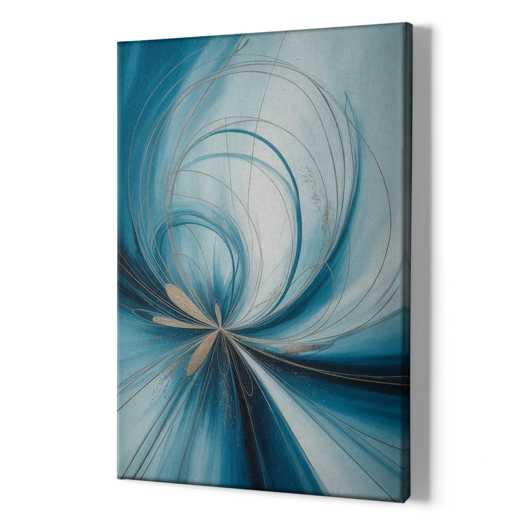 Serene Vortex Blue Abstract - Canvas Print Art Sides