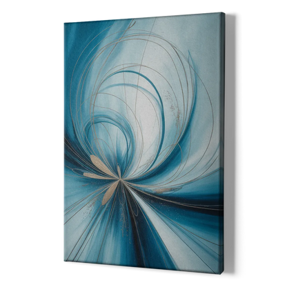 Serene Vortex Blue Abstract - Canvas Print Art Sides