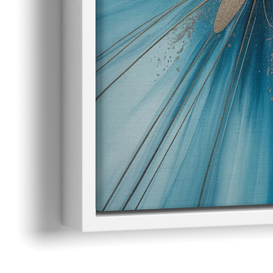 Serene Vortex Blue Abstract - Close-Up White Frame Canvas