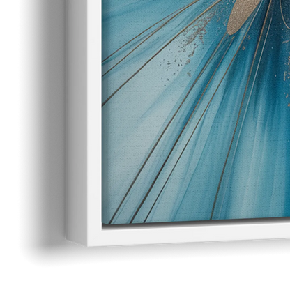Serene Vortex Blue Abstract - Close-Up White Frame Canvas