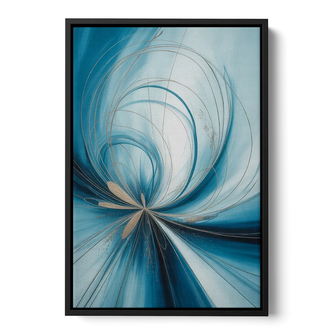 Serene Vortex Blue Abstract - Black Frame Canvas