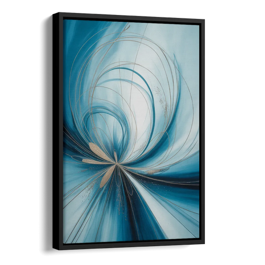 Serene Vortex Blue Abstract Side - Black Canvas Wall Art