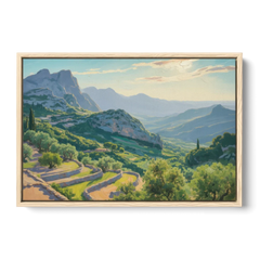 Serra de Tramuntana Vista - Oak Framed Canvas Wall Art - Front