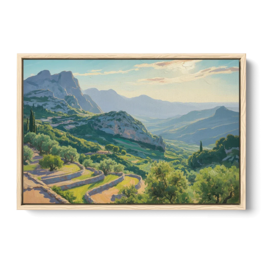 Serra de Tramuntana Vista - Oak Framed Canvas Wall Art - Front