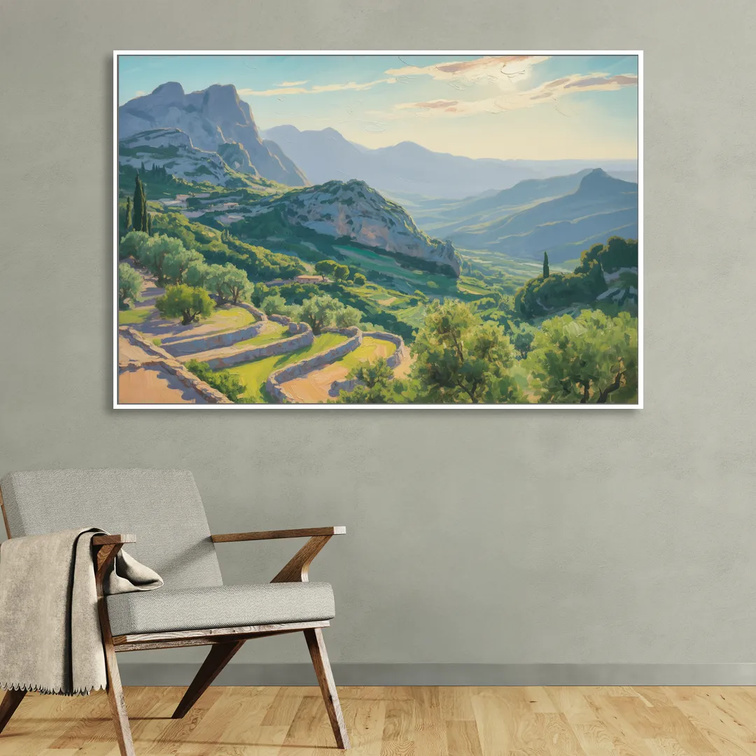 Serra de Tramuntana Vista Living Room - White Canvas Wall Art