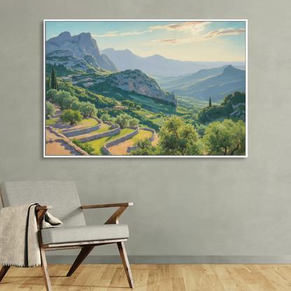 Serra de Tramuntana Vista Living Room - White Canvas Wall Art