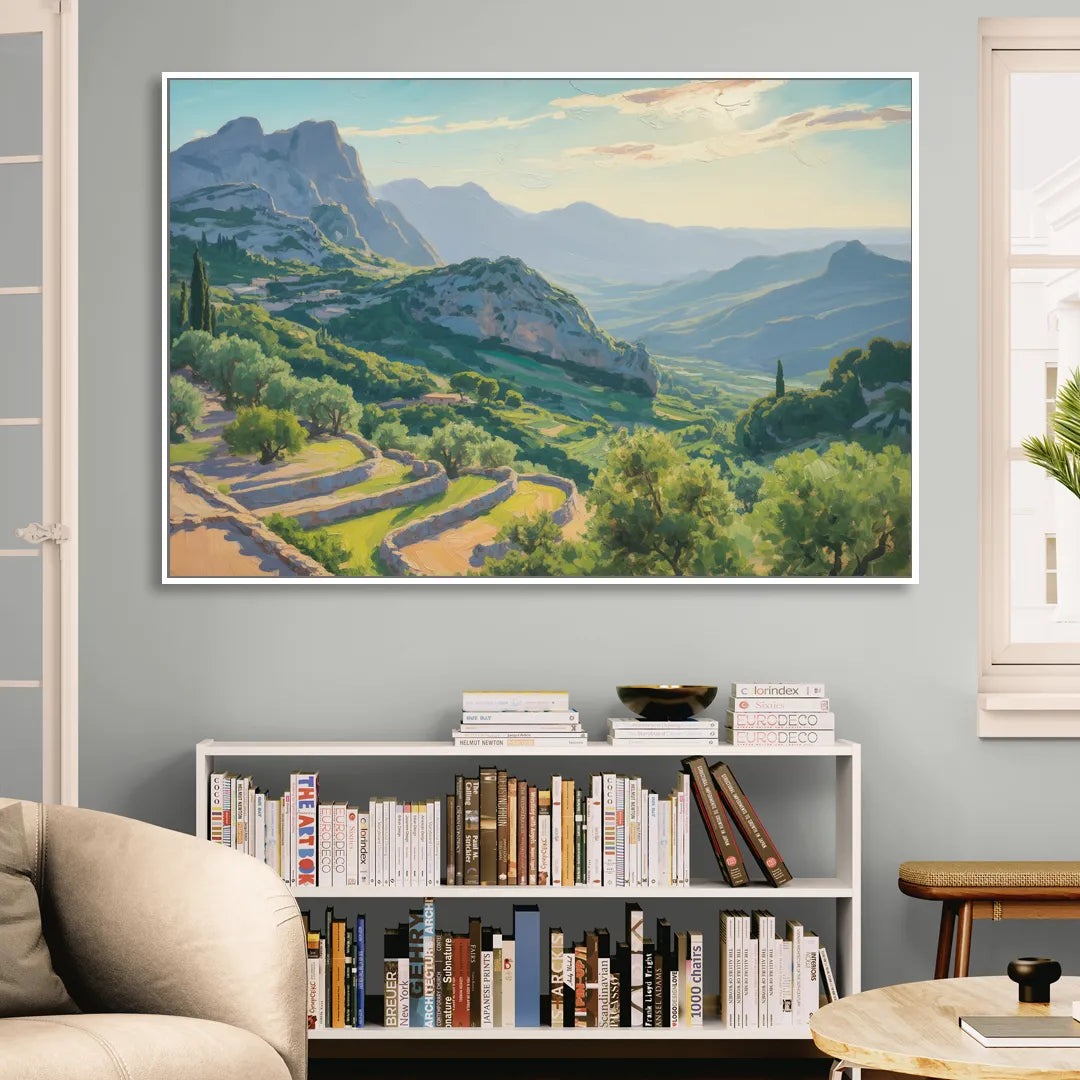 Serra de Tramuntana Vista Sitting Room - White Canvas Wall Art