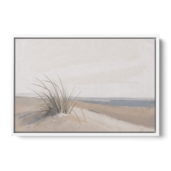 Set of 2 Wall Art with Windblown Dune Grass - White Framed Canvas Wall Art - Front