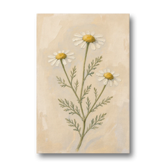Set of 3 Botanical Prints with Wild Chamomile - Canvas Wall Art - Front