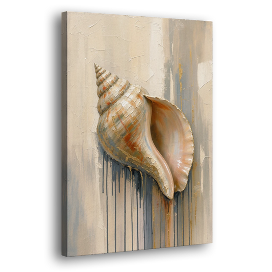 Shell Canvas Painting with Gilded Lip - Canvas Wall Art - Side
