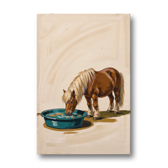 Shetland Pony Drinks the Bathwater - Canvas Wall Art - Front