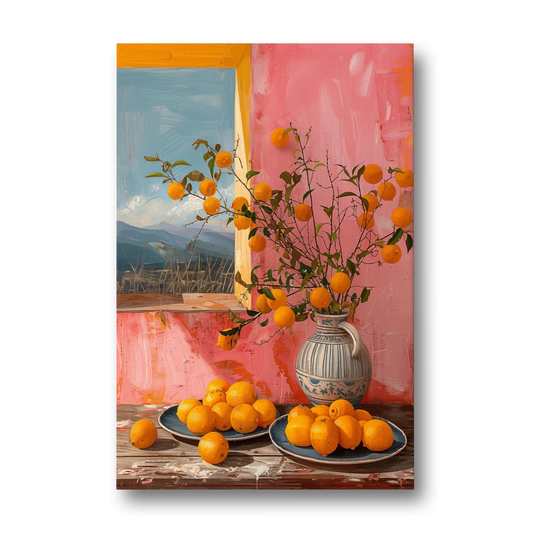 Sicilian Oranges Still Life with a Jug - Canvas Wall Art - Front