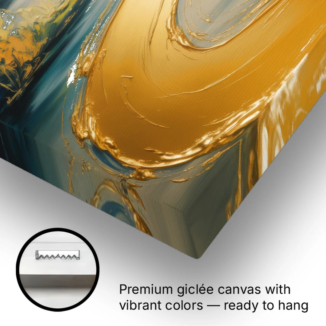 Sinuous River Gold Abstract - Canvas Wall Art - Gallery Wrap Corner