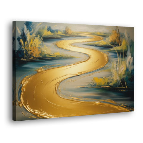 Sinuous River Gold Abstract - Canvas Wall Art - Side