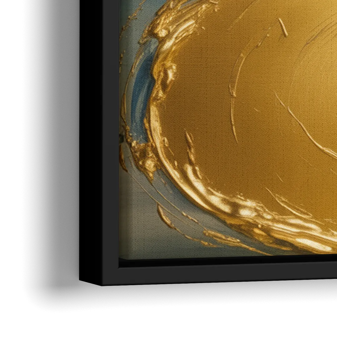 Sinuous River Gold Abstract - Close-Up Black Frame Canvas