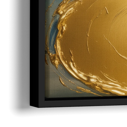 Sinuous River Gold Abstract - Close-Up Black Frame Canvas