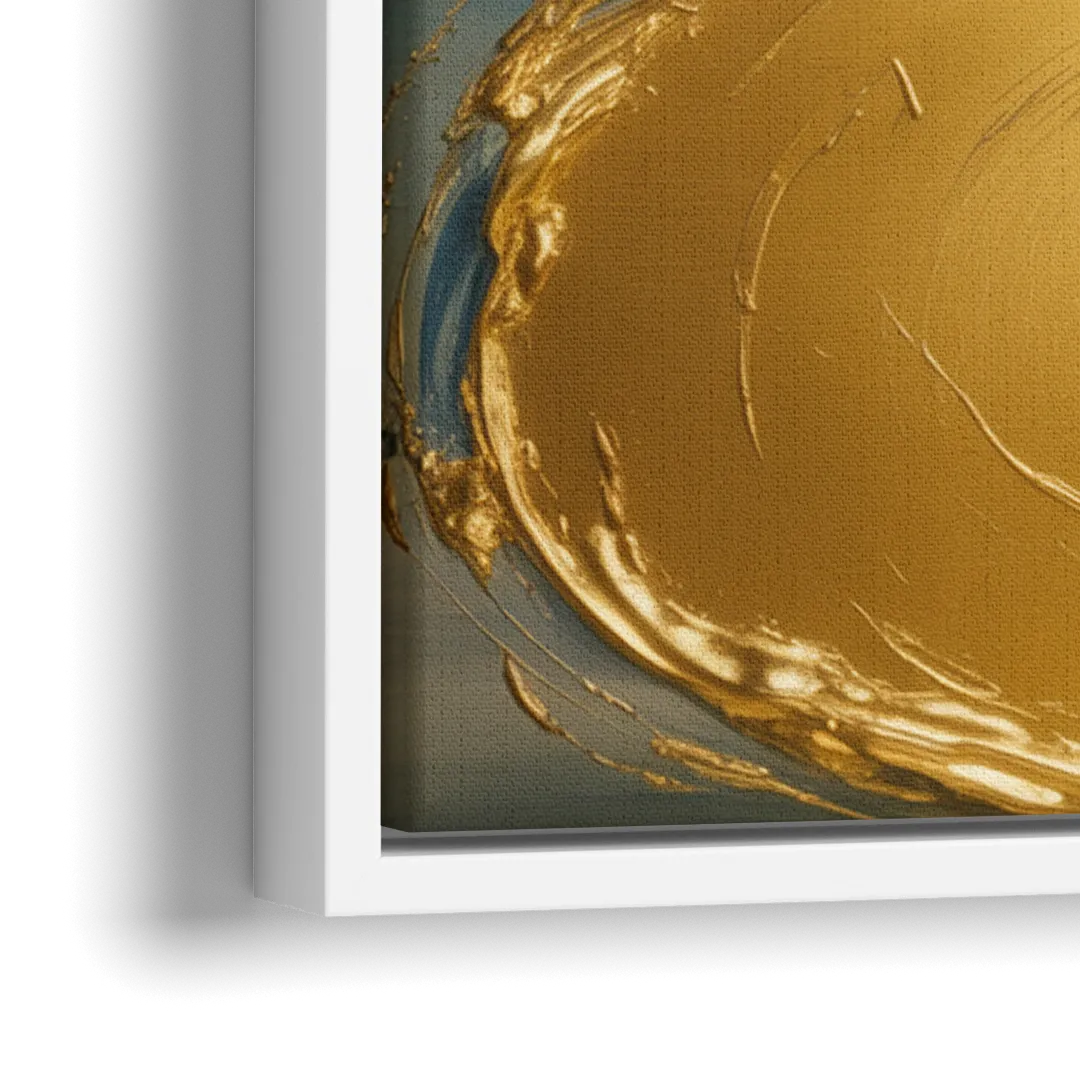 Sinuous River Gold Abstract - Close-Up White Frame Canvas
