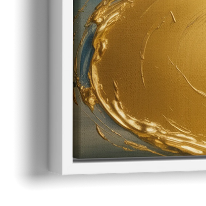 Sinuous River Gold Abstract - Close-Up White Frame Canvas