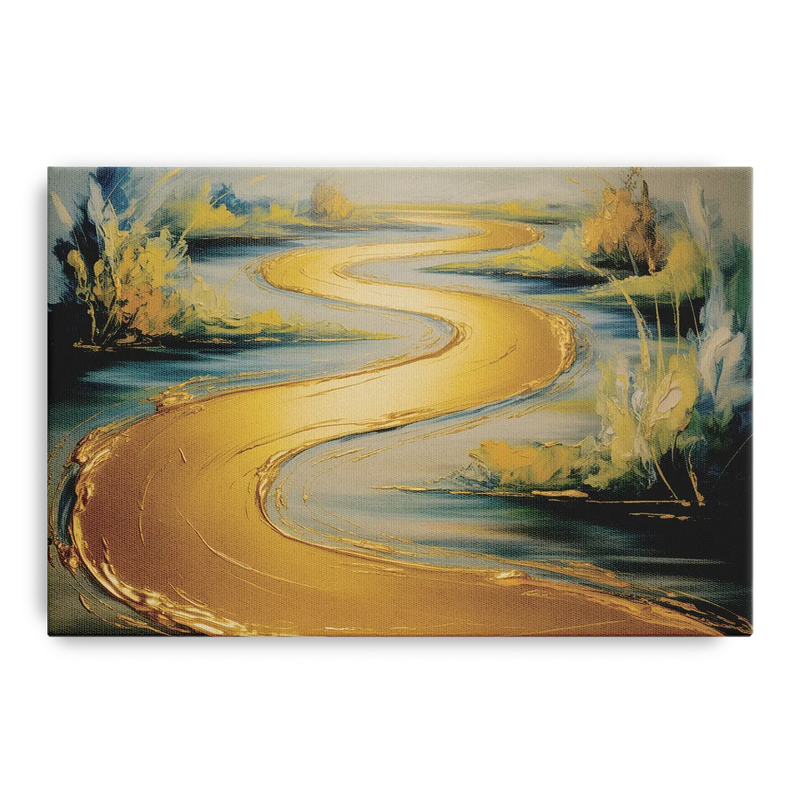 Sinuous River Gold Abstract Front - Canvas Wall Art