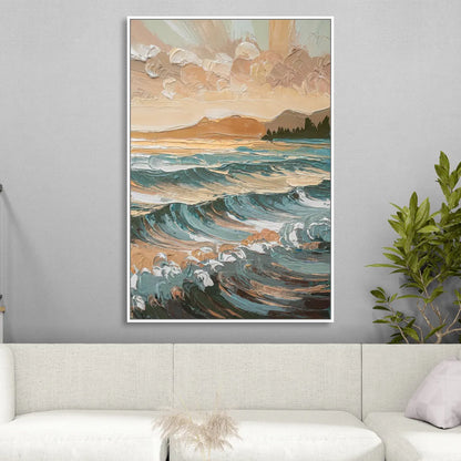 Sitka Coastal Horizon Living Room - White Canvas Wall Art