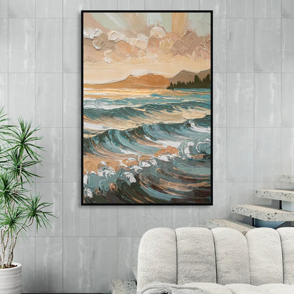 Sitka Coastal Horizon Living Room - Black Canvas Wall Art