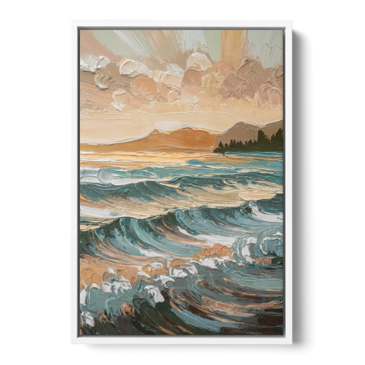 Sitka Coastal Horizon - White Framed Canvas Wall Art - Front