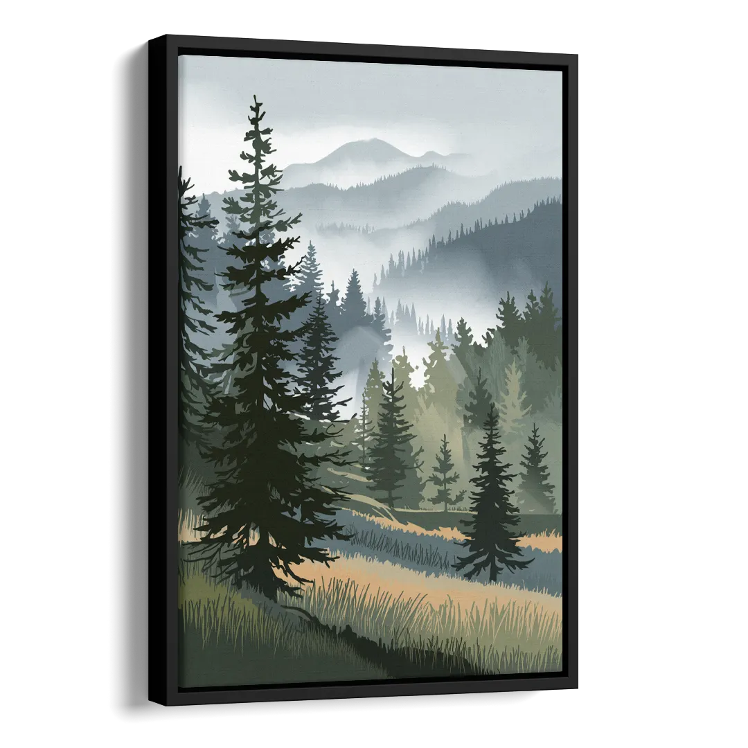 Sitka Evergreen Landscape Side - Black Canvas Wall Art