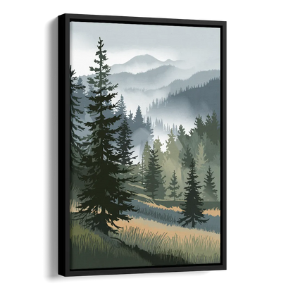 Sitka Evergreen Landscape Side - Black Canvas Wall Art