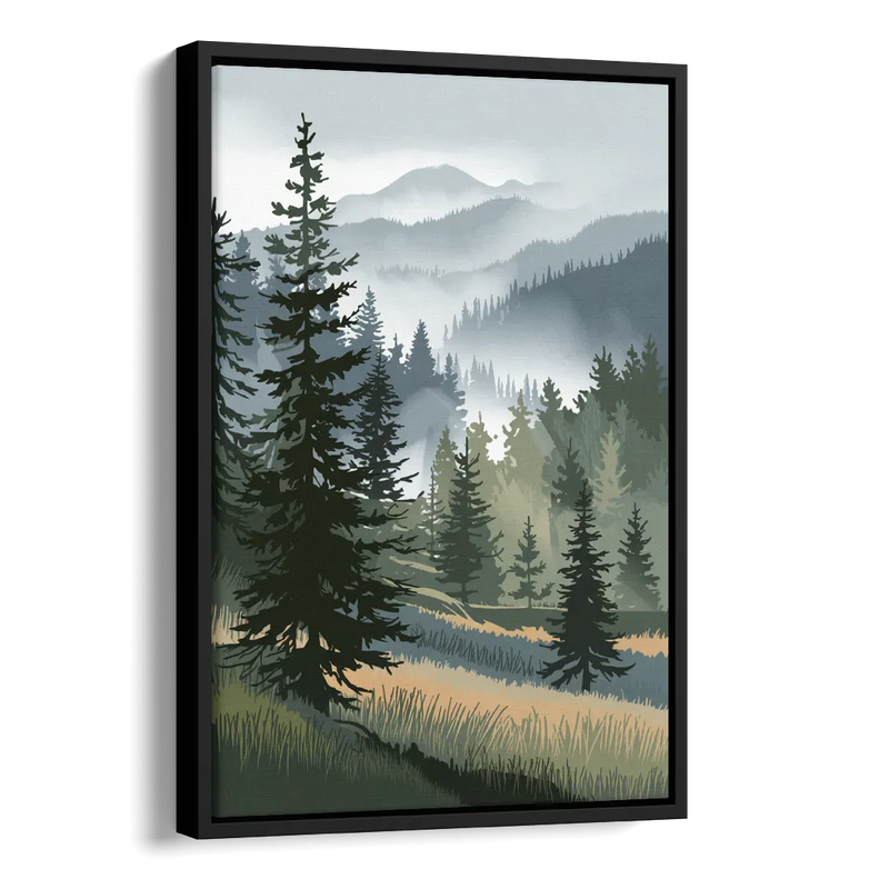 Sitka Evergreen Landscape Side - Black Canvas Wall Art