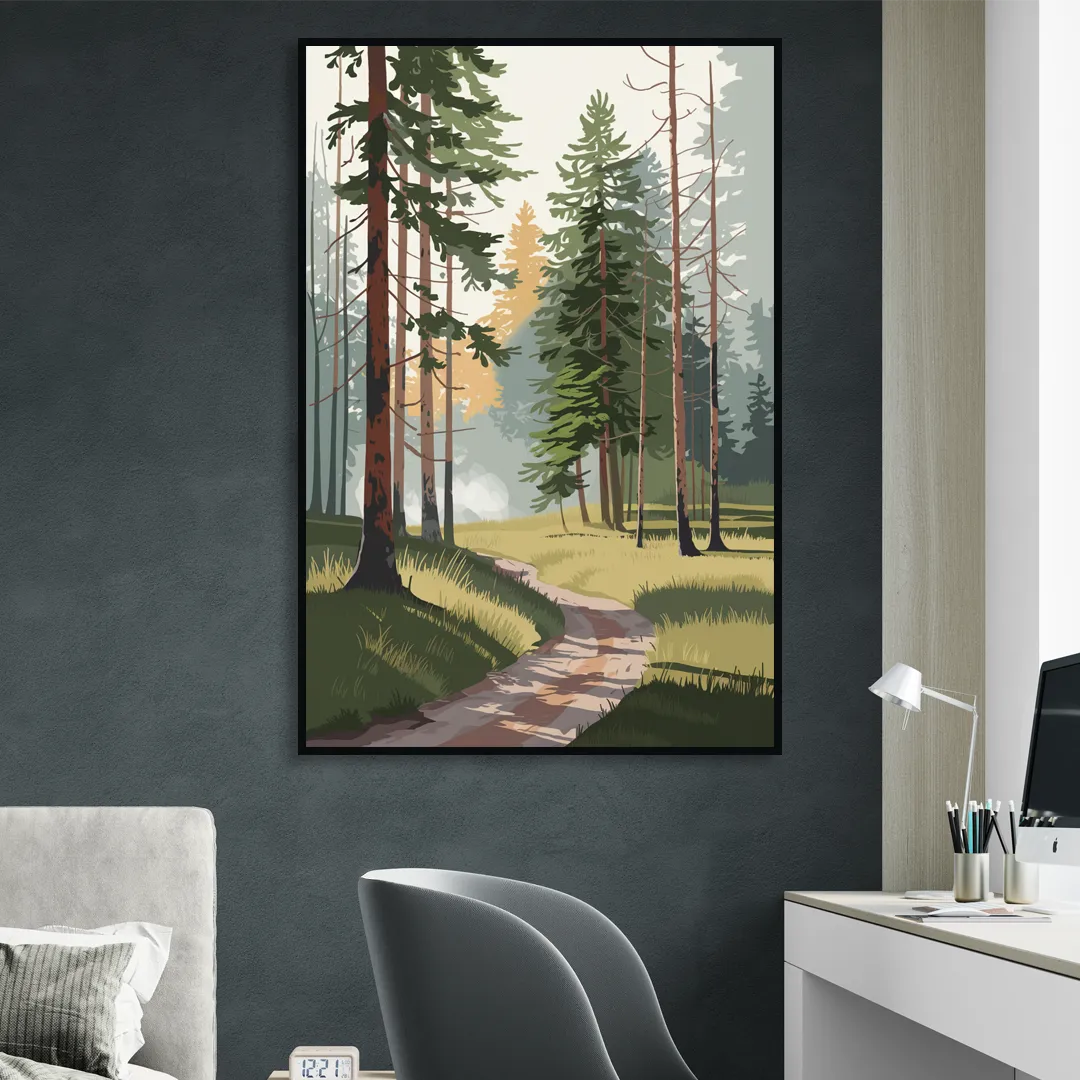 Sitka Forest Serenity Sitting Room - Black Canvas Wall Art