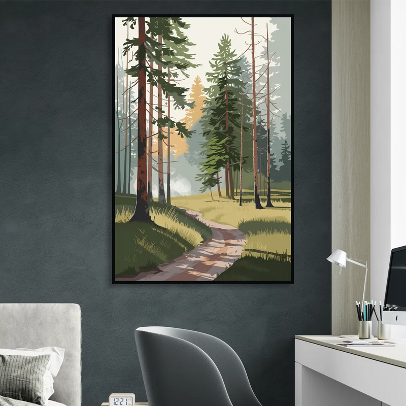Sitka Forest Serenity Sitting Room - Black Canvas Wall Art