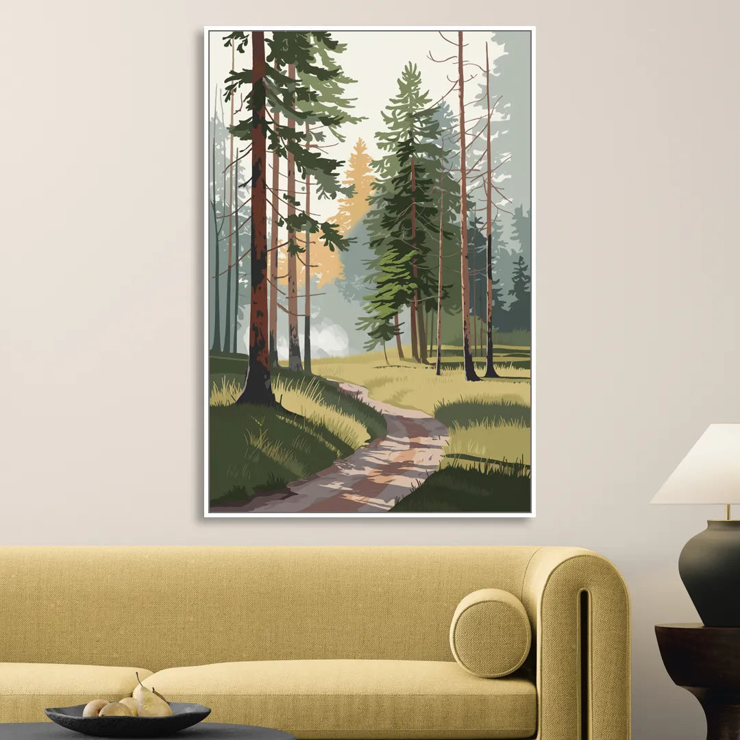Sitka Forest Serenity Living Room - White Canvas Wall Art