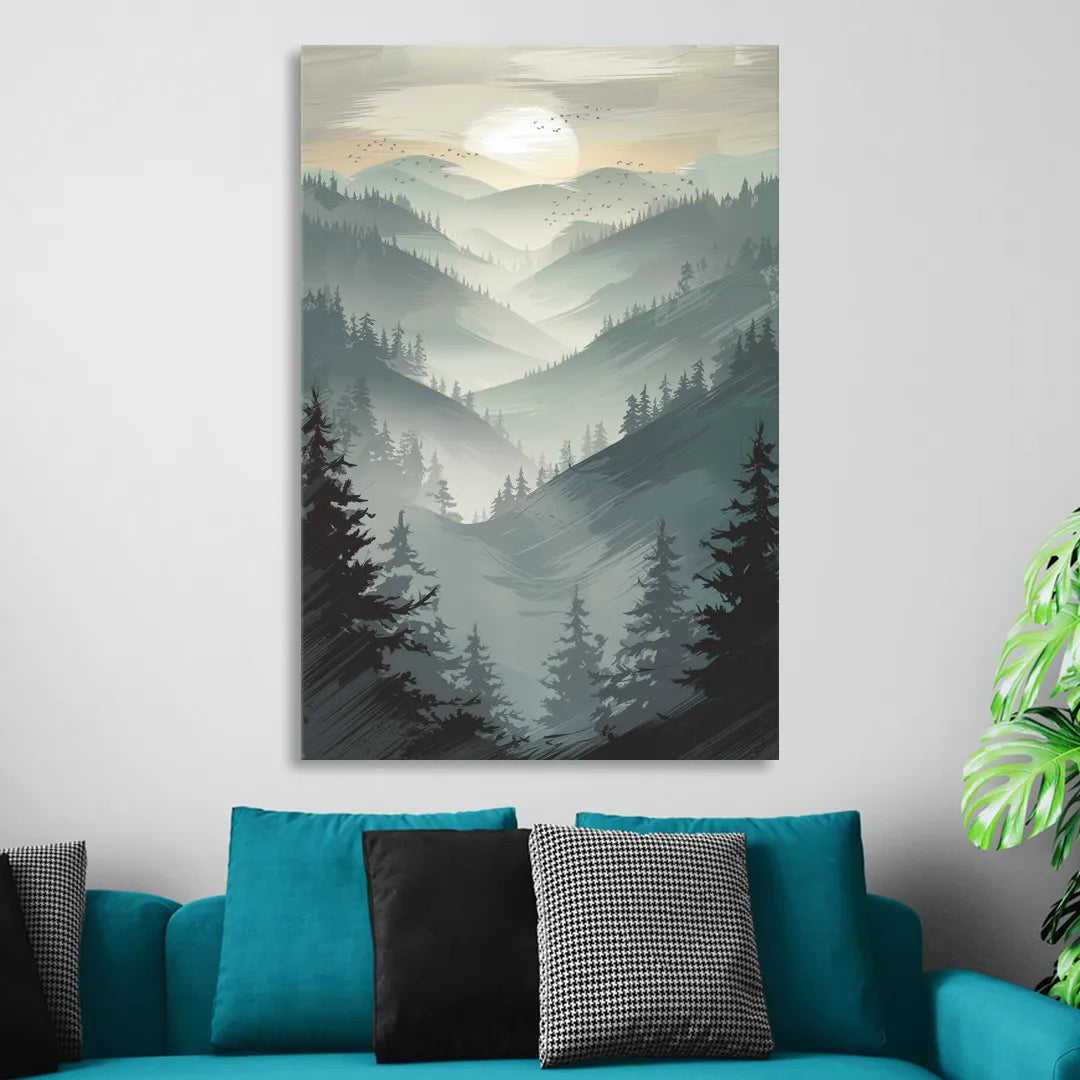 Sitka Misty Mountains Sitting Room - Canvas Wall Art