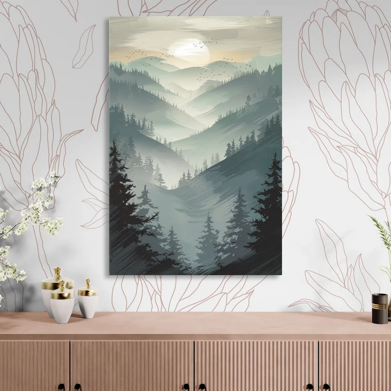 Sitka Misty Mountains Living Room - Canvas Wall Art