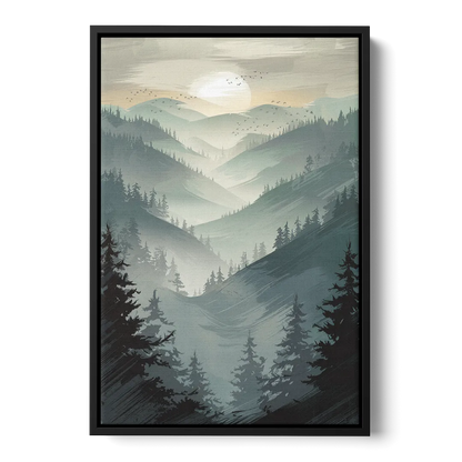 Sitka Misty Mountains Front - Black Canvas Wall Art