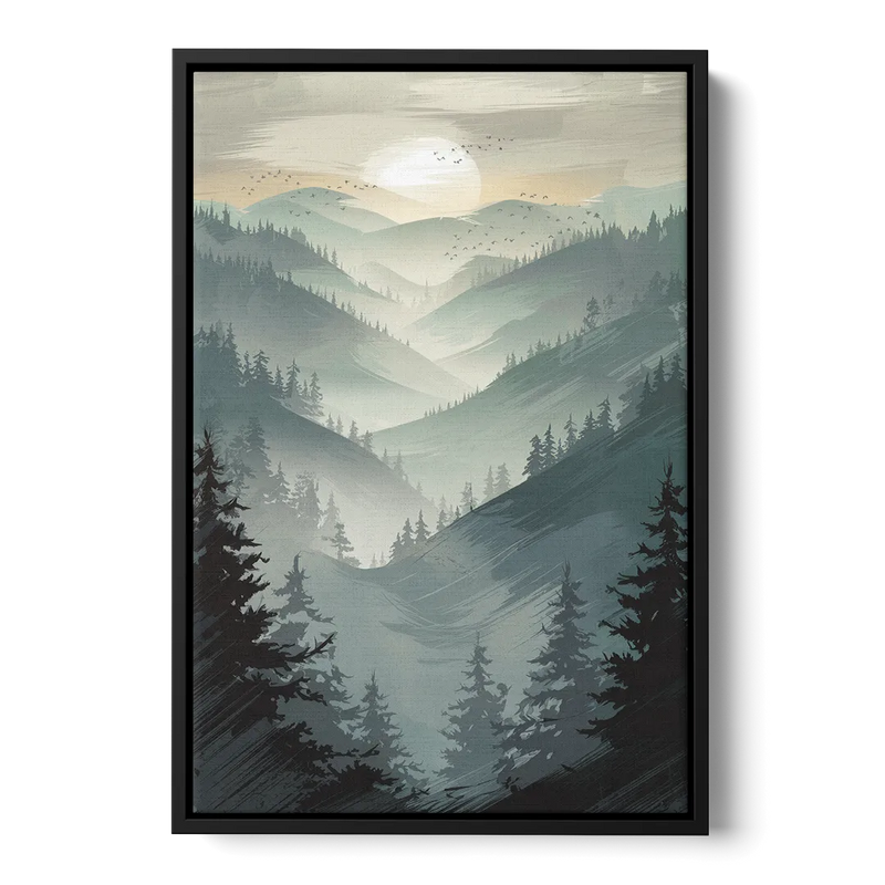 Sitka Misty Mountains Front - Black Canvas Wall Art
