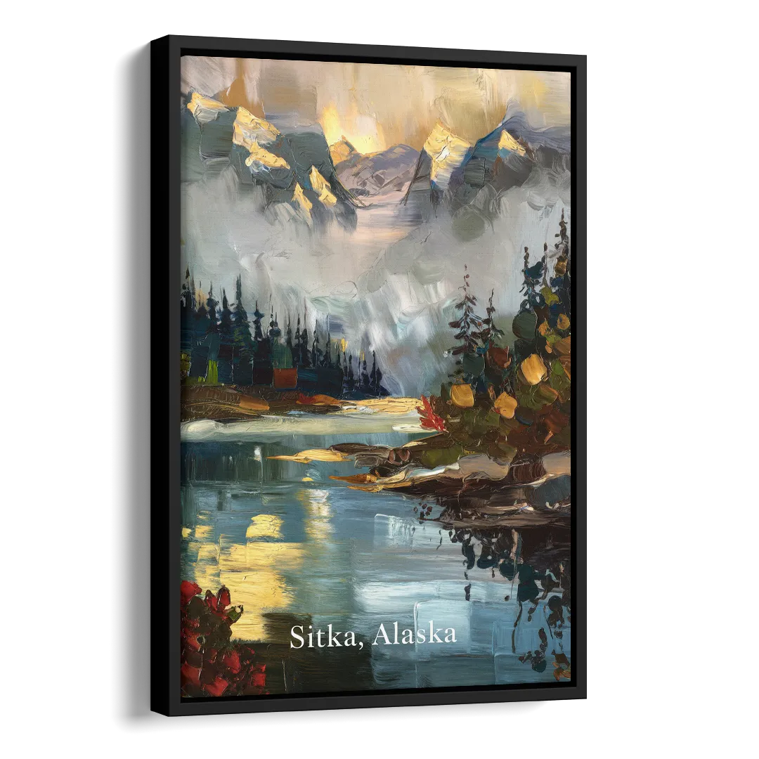 Sitka Scenic Reflections Side - Black Canvas Wall Art