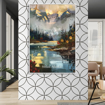 Sitka Scenic Reflections Sitting Room - White Canvas Wall Art