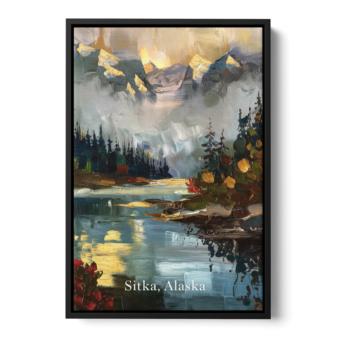 Sitka Scenic Reflections Front - Black Canvas Wall Art