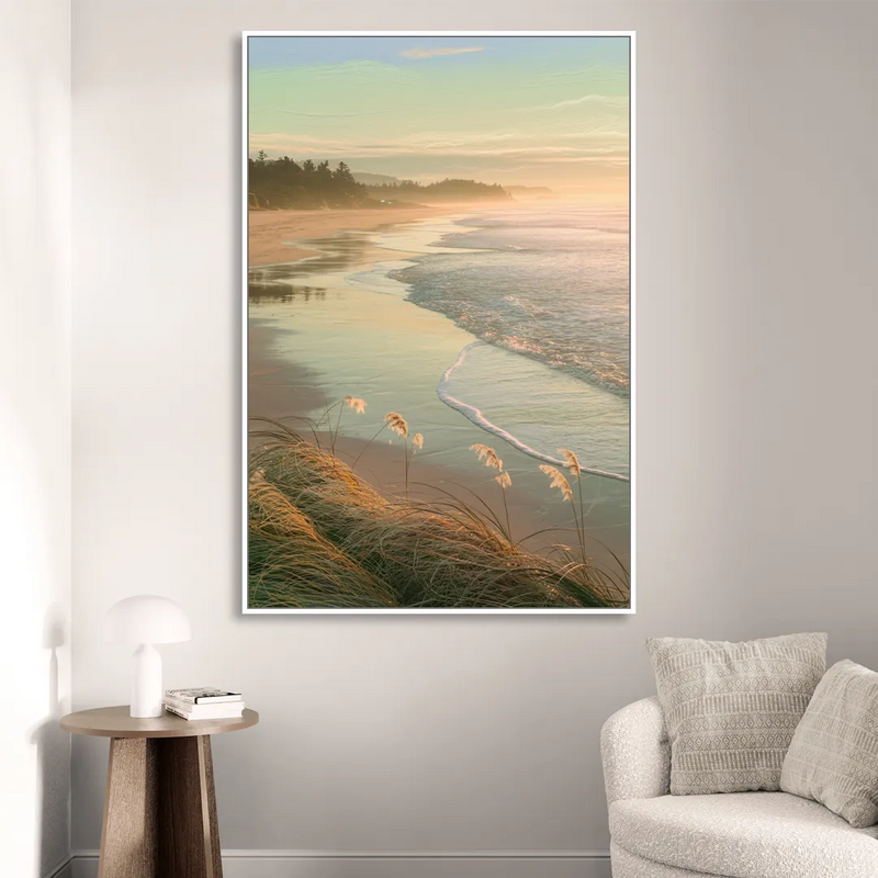Sitka Tranquil Shores Sitting Room - White Canvas Wall Art