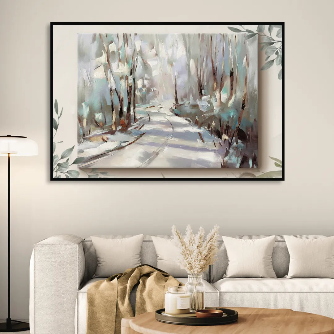 Sitka Tree Lined Trails Living Room - Black Canvas Wall Art