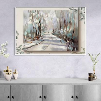 Sitka Tree Lined Trails Living Room - White Canvas Wall Art