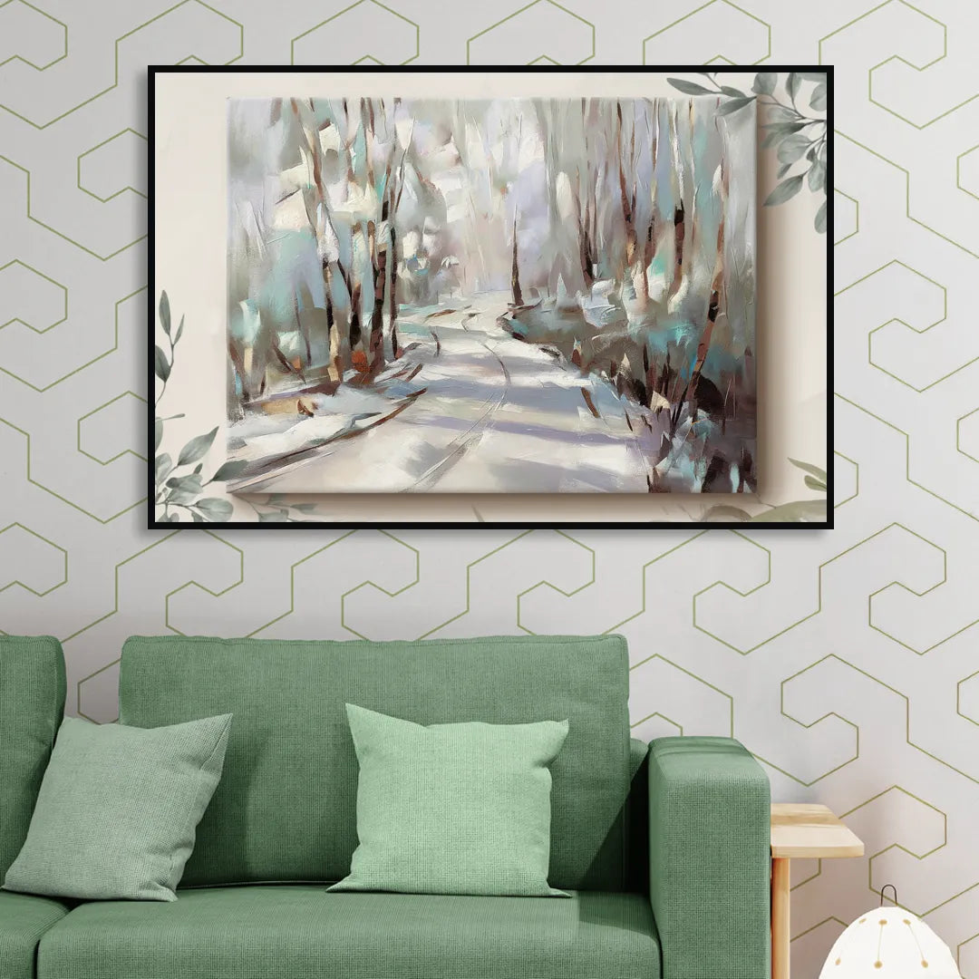 Sitka Tree Lined Trails Sitting Room - Black Canvas Wall Art