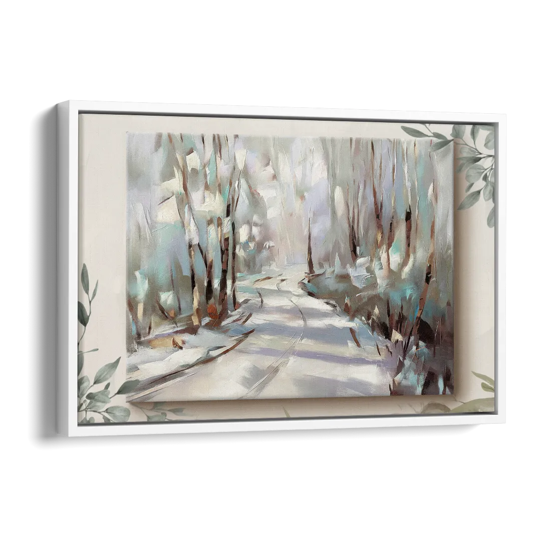 Sitka Tree Lined Trails Side - White Canvas Wall Art