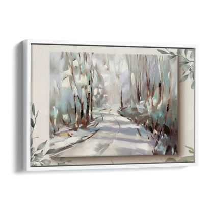 Sitka Tree Lined Trails Side - White Canvas Wall Art