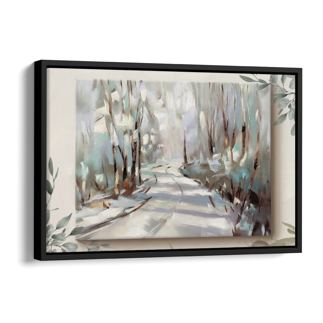 Sitka Tree Lined Trails Side - Black Canvas Wall Art