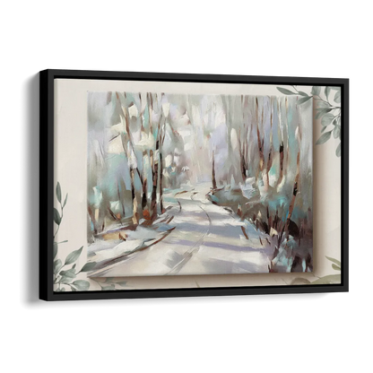 Sitka Tree Lined Trails Side - Black Canvas Wall Art