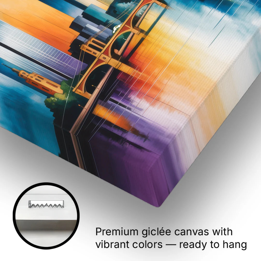 Skyline of Frankfurt - Canvas Wall Art - Gallery Wrap Corner